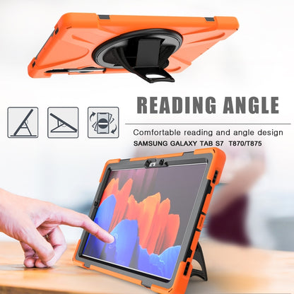 For Samsung Galaxy Tab S9 / Galaxy Tab S8 / Galaxy Tab S7 (2020) T870 Shockproof Colorful Silicone + PC Protective Case with Holder & Shoulder Strap & Hand Strap & Pen Slot(Orange) - Galaxy Tab S8 Cases by buy2fix | Online Shopping UK | buy2fix