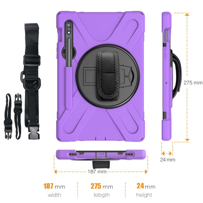 For Samsung Galaxy Tab S9 / Galaxy Tab S8 / Galaxy Tab S7 (2020) T870 Shockproof Colorful Silicone + PC Protective Case with Holder & Shoulder Strap & Hand Strap & Pen Slot(Purple) - Galaxy Tab S8 Cases by buy2fix | Online Shopping UK | buy2fix