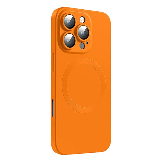 For iPhone 16 Pro Max CD Texture MagSafe Liquid Silicone Phone Case(Orange)