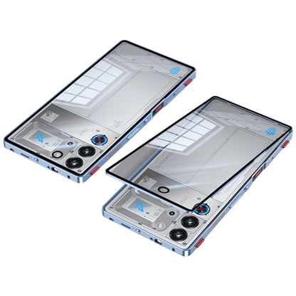 For ZTE nubia Red Magic 10 Pro / 10 Pro+ Snap Buckle Metal Frame Glass Back Panel Phone Case(Sierra Blue) - ZTE Cases by buy2fix | Online Shopping UK | buy2fix