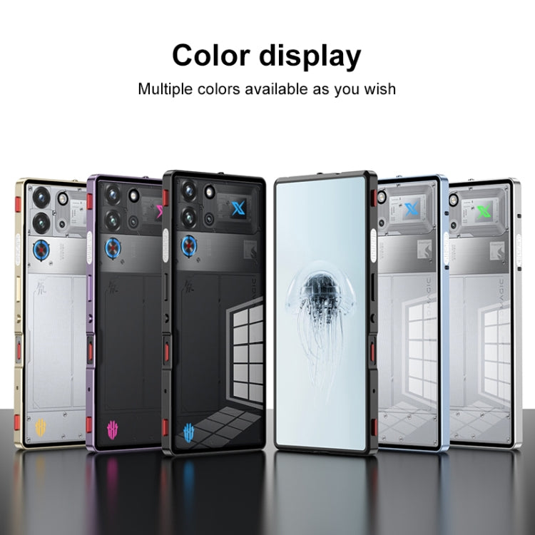 For ZTE nubia Red Magic 10 Pro / 10 Pro+ Snap Buckle Metal Frame Glass Back Panel Phone Case(Silver) - ZTE Cases by buy2fix | Online Shopping UK | buy2fix
