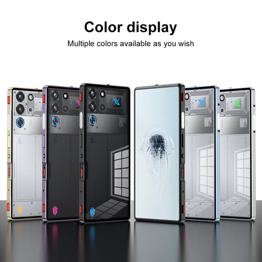 For ZTE nubia Red Magic 10 Pro / 10 Pro+ Snap Buckle Metal Frame Glass Back Panel Phone Case(Silver) - ZTE Cases by buy2fix | Online Shopping UK | buy2fix