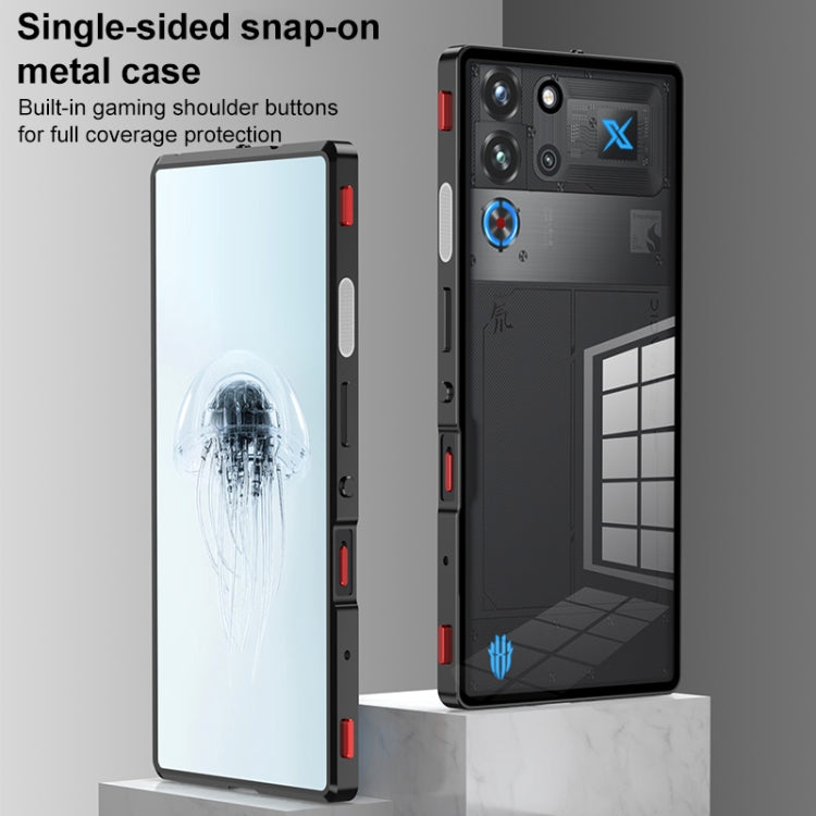 For ZTE nubia Red Magic 10 Pro / 10 Pro+ Snap Buckle Metal Frame Glass Back Panel Phone Case(Sierra Blue) - ZTE Cases by buy2fix | Online Shopping UK | buy2fix