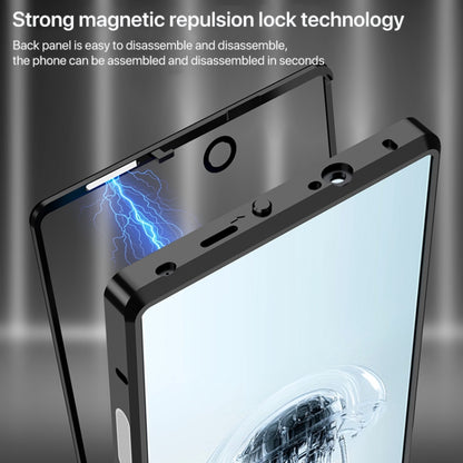 For ZTE nubia Red Magic 10 Pro / 10 Pro+ Snap Buckle Metal Frame Glass Back Panel Phone Case(Sierra Blue) - ZTE Cases by buy2fix | Online Shopping UK | buy2fix