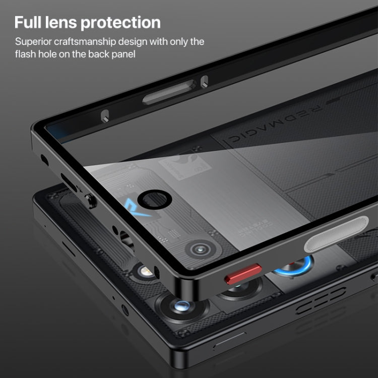 For ZTE nubia Red Magic 10 Pro / 10 Pro+ Snap Buckle Metal Frame Glass Back Panel Phone Case(Sierra Blue) - ZTE Cases by buy2fix | Online Shopping UK | buy2fix