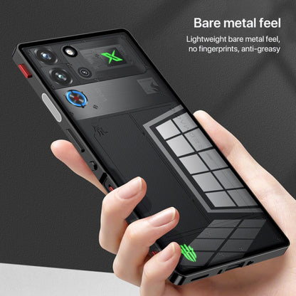 For ZTE nubia Red Magic 10 Pro / 10 Pro+ Snap Buckle Metal Frame Glass Back Panel Phone Case(Black) - ZTE Cases by buy2fix | Online Shopping UK | buy2fix