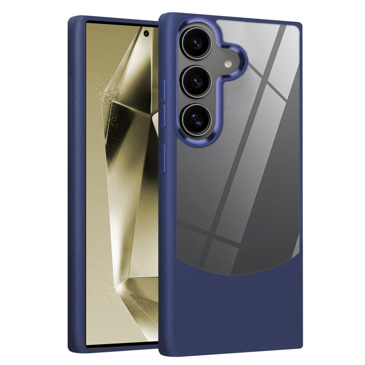 For Samsung Galaxy S25 5G Litchi Texture TPU Hybrid Acrylic Phone Case(Blue) by buy2fix