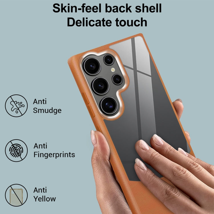 For Samsung Galaxy S25+ 5G Litchi Texture TPU Hybrid Acrylic Phone Case(Grey) - Galaxy S25+ 5G Cases by buy2fix | Online Shopping UK | buy2fix