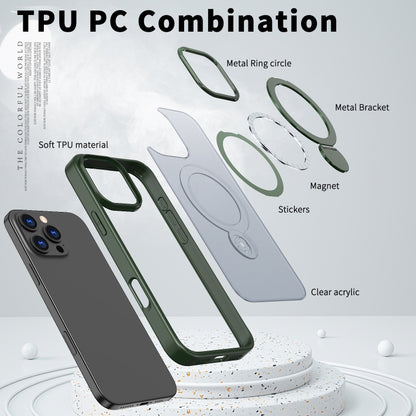 For iPhone 16 Plus Wing Series Gen2 MagSafe Metal Ring Holder Phone Case(Green) - iPhone 16 Plus Cases by buy2fix | Online Shopping UK | buy2fix