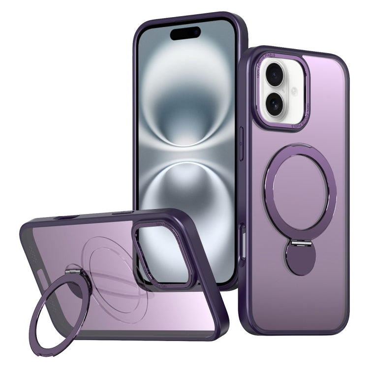 For iPhone 16 Plus Wing Series Gen2 MagSafe Metal Ring Holder Phone Case(Dark Purple) - iPhone 16 Plus Cases by buy2fix | Online Shopping UK | buy2fix