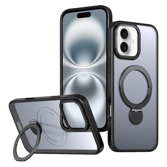 For iPhone 16 Wing Series Gen2 MagSafe Metal Ring Holder Phone Case(Black) - iPhone 16 Cases by buy2fix | Online Shopping UK | buy2fix