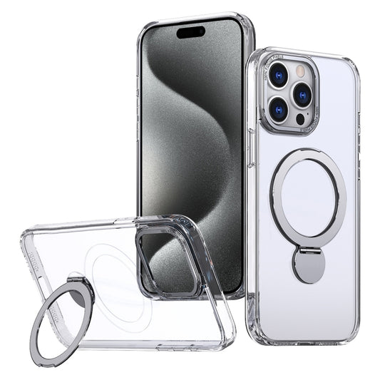 For iPhone 15 Pro Wing Series Gen2 MagSafe Metal Ring Holder Phone Case(Transparent) - iPhone 15 Pro Cases by buy2fix | Online Shopping UK | buy2fix