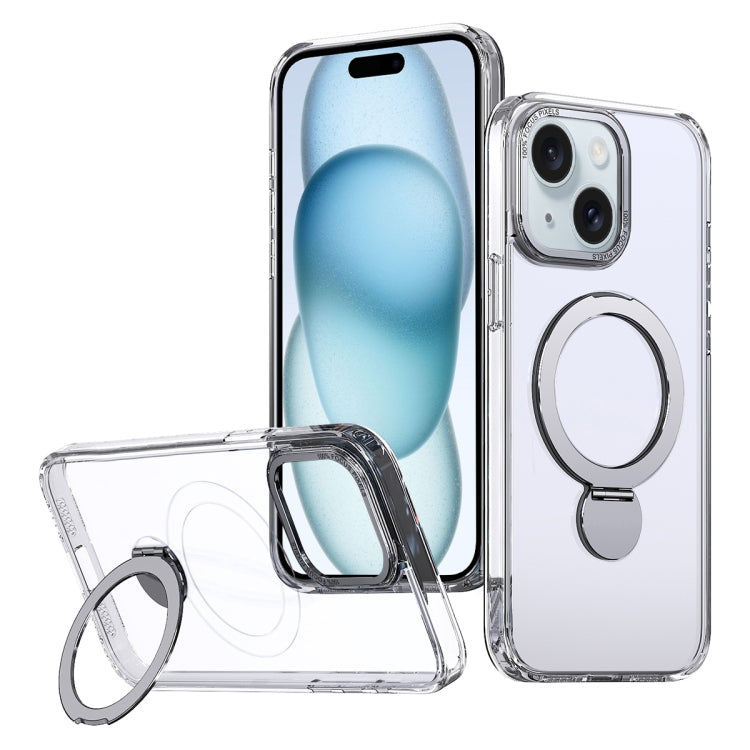 For iPhone 15 Plus Wing Series Gen2 MagSafe Metal Ring Holder Phone Case(Transparent) - iPhone 15 Plus Cases by buy2fix | Online Shopping UK | buy2fix