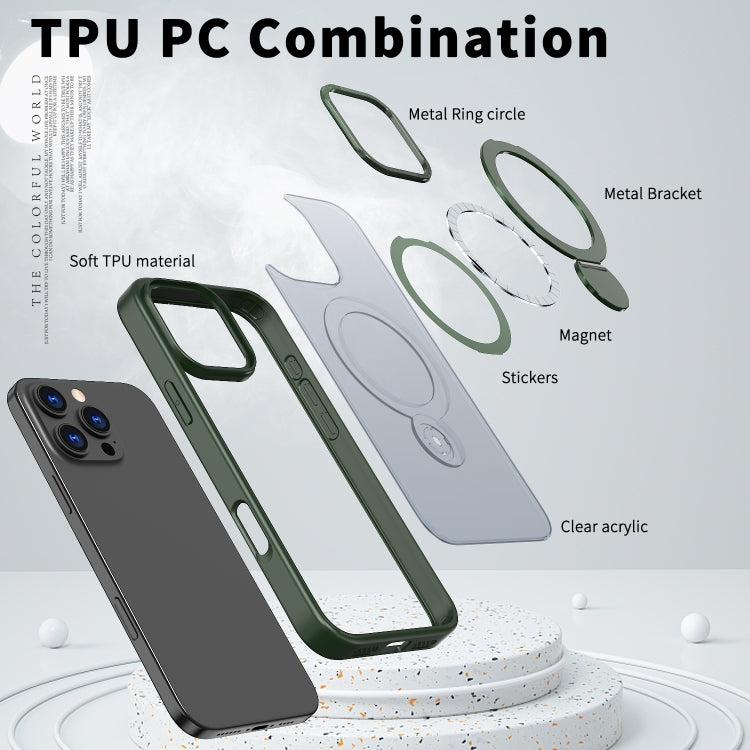 For iPhone 15 Wing Series Gen2 MagSafe Metal Ring Holder Phone Case(Green) - iPhone 15 Cases by buy2fix | Online Shopping UK | buy2fix