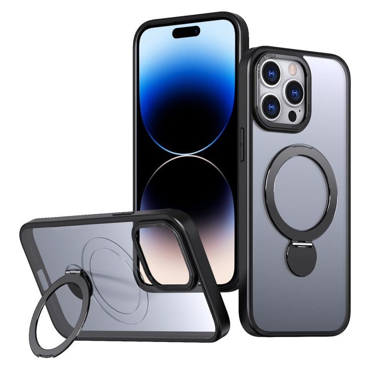 For iPhone 14 Pro Wing Series Gen2 MagSafe Metal Ring Holder Phone Case(Black) - iPhone 14 Pro Cases by buy2fix | Online Shopping UK | buy2fix