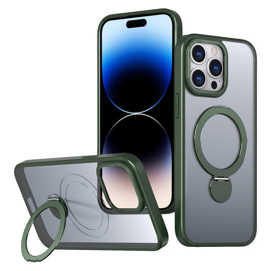 For iPhone 14 Pro Wing Series Gen2 MagSafe Metal Ring Holder Phone Case(Green)