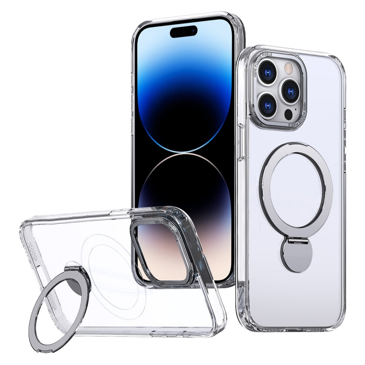 For iPhone 14 Pro Wing Series Gen2 MagSafe Metal Ring Holder Phone Case(Transparent) - iPhone 14 Pro Cases by buy2fix | Online Shopping UK | buy2fix