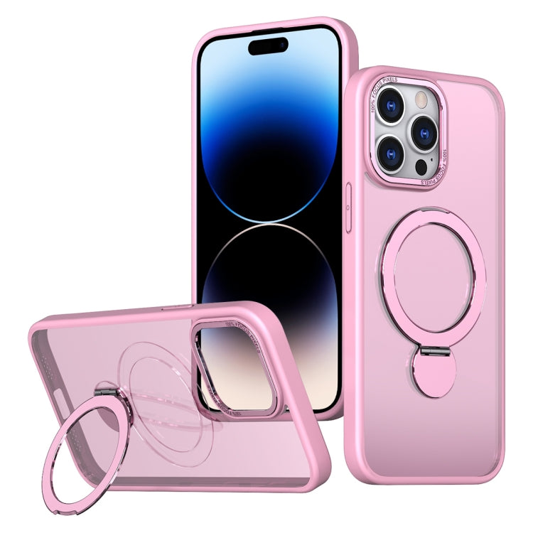 For iPhone 14 Pro Wing Series Gen2 MagSafe Metal Ring Holder Phone Case(Pink) - iPhone 14 Pro Cases by buy2fix | Online Shopping UK | buy2fix