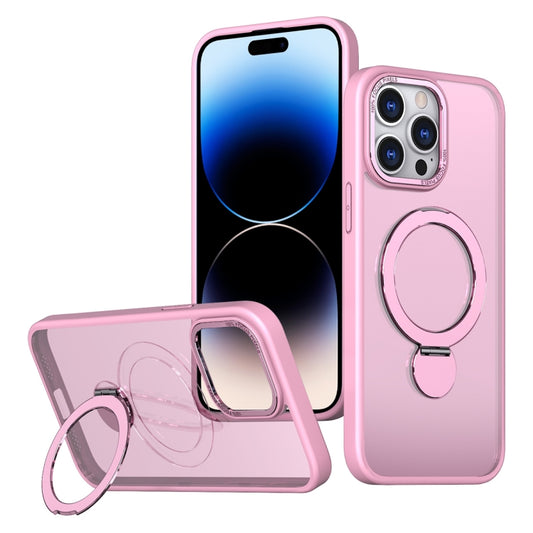 For iPhone 14 Pro Wing Series Gen2 MagSafe Metal Ring Holder Phone Case(Pink) - iPhone 14 Pro Cases by buy2fix | Online Shopping UK | buy2fix