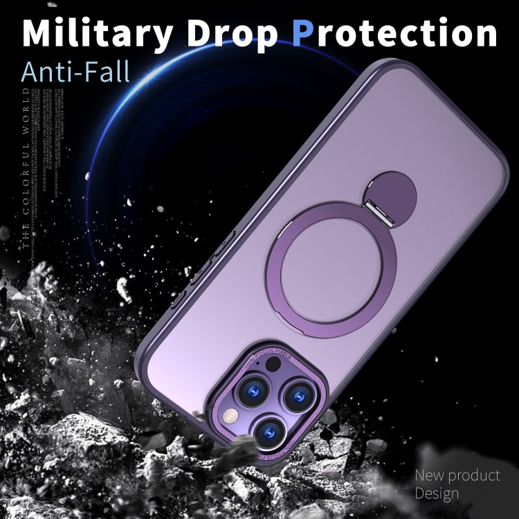 For iPhone 14 Pro Wing Series Gen2 MagSafe Metal Ring Holder Phone Case(Dark Purple) - iPhone 14 Pro Cases by buy2fix | Online Shopping UK | buy2fix