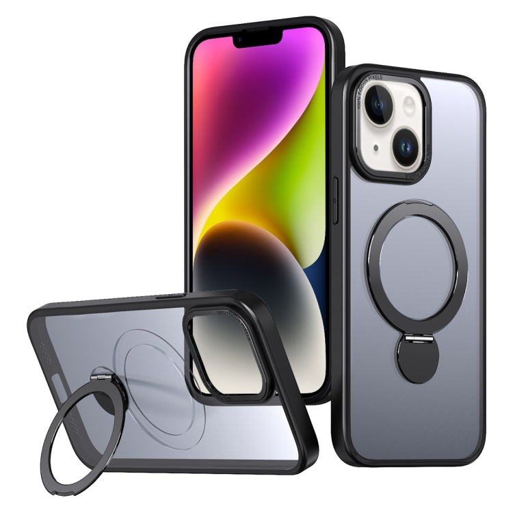 For iPhone 14 Plus Wing Series Gen2 MagSafe Metal Ring Holder Phone Case(Black) - iPhone 14 Plus Cases by buy2fix | Online Shopping UK | buy2fix