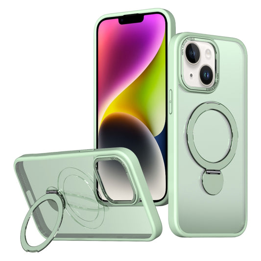 For iPhone 14 Plus Wing Series Gen2 MagSafe Metal Ring Holder Phone Case(Avocado Green) - iPhone 14 Plus Cases by buy2fix | Online Shopping UK | buy2fix