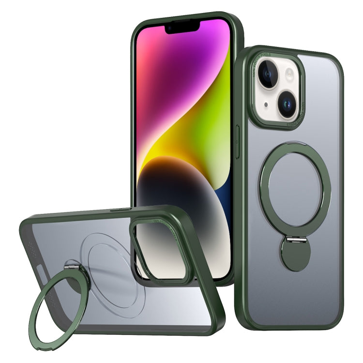 For iPhone 14 Wing Series Gen2 MagSafe Metal Ring Holder Phone Case(Green) - iPhone 14 Cases by buy2fix | Online Shopping UK | buy2fix