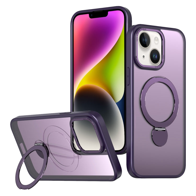 For iPhone 14 Wing Series Gen2 MagSafe Metal Ring Holder Phone Case(Dark Purple) - iPhone 14 Cases by buy2fix | Online Shopping UK | buy2fix