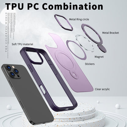 For iPhone 14 Wing Series Gen2 MagSafe Metal Ring Holder Phone Case(Dark Purple) - iPhone 14 Cases by buy2fix | Online Shopping UK | buy2fix