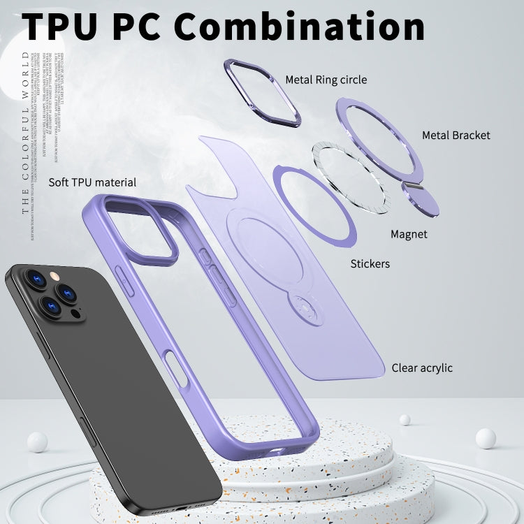 For iPhone 13 Wing Series Gen2 MagSafe Metal Ring Holder Phone Case(Light Purple) - iPhone 13 Cases by buy2fix | Online Shopping UK | buy2fix