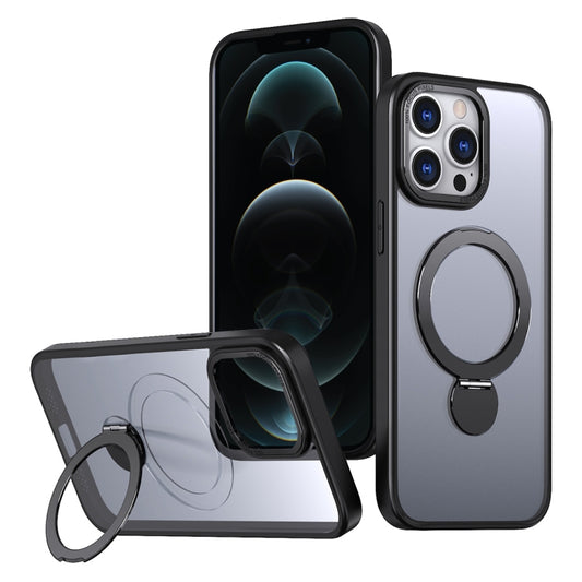For iPhone 12 Pro Wing Series Gen2 MagSafe Metal Ring Holder Phone Case(Black) - iPhone 12 / 12 Pro Cases by buy2fix | Online Shopping UK | buy2fix