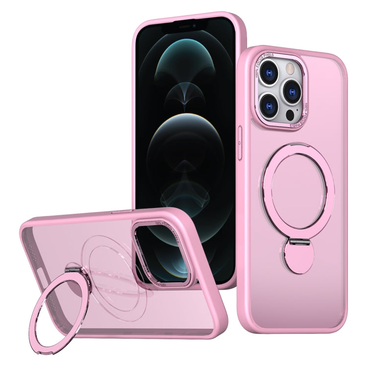 For iPhone 12 Pro Wing Series Gen2 MagSafe Metal Ring Holder Phone Case(Pink) - iPhone 12 / 12 Pro Cases by buy2fix | Online Shopping UK | buy2fix