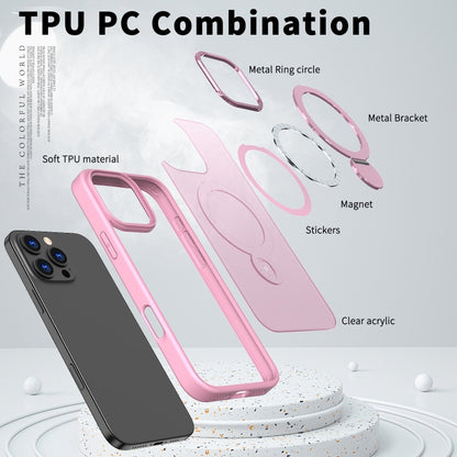 For iPhone 12 Pro Wing Series Gen2 MagSafe Metal Ring Holder Phone Case(Pink) - iPhone 12 / 12 Pro Cases by buy2fix | Online Shopping UK | buy2fix