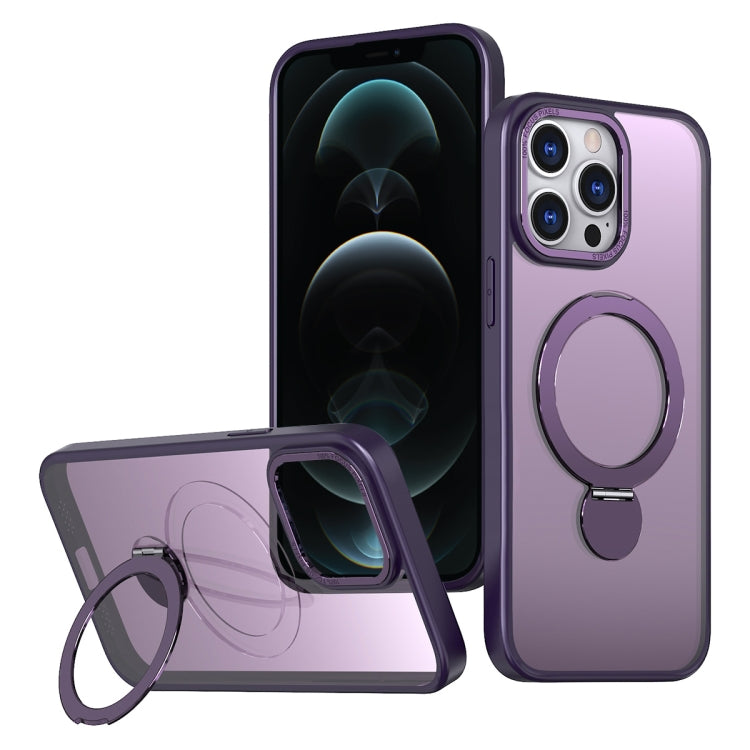 For iPhone 12 Pro Wing Series Gen2 MagSafe Metal Ring Holder Phone Case(Dark Purple) - iPhone 12 / 12 Pro Cases by buy2fix | Online Shopping UK | buy2fix