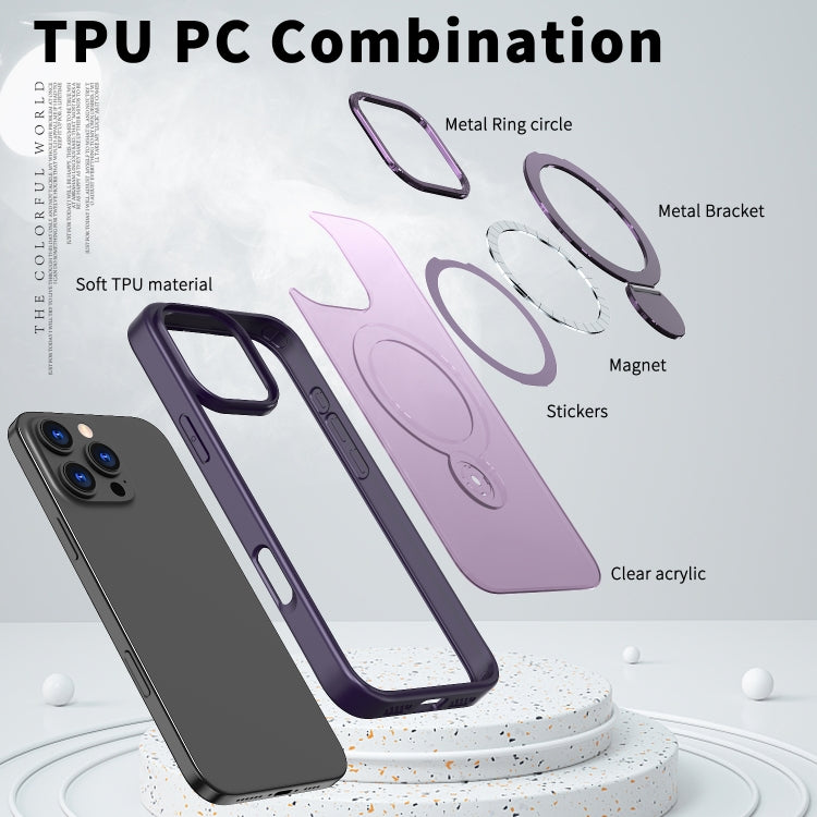 For iPhone 12 Pro Wing Series Gen2 MagSafe Metal Ring Holder Phone Case(Dark Purple) - iPhone 12 / 12 Pro Cases by buy2fix | Online Shopping UK | buy2fix