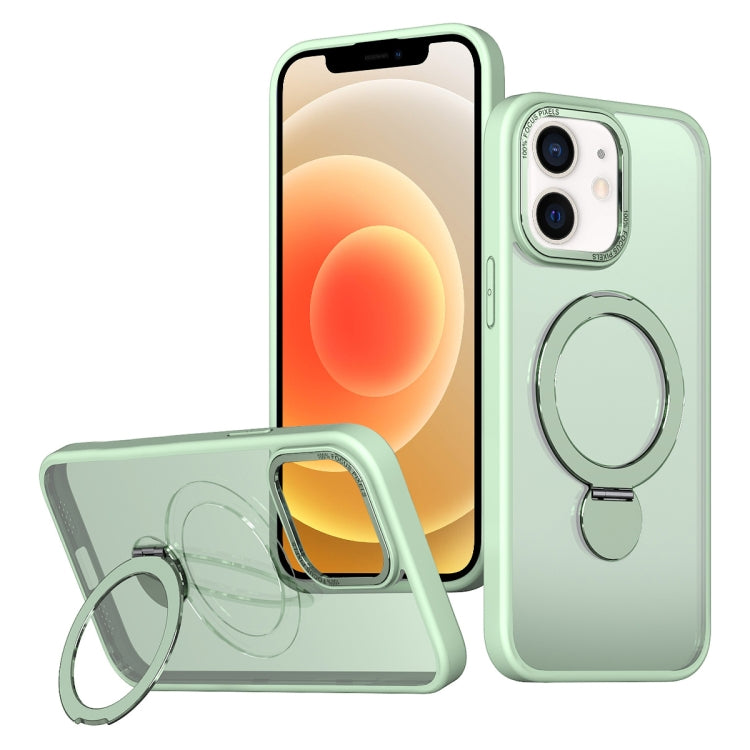 For iPhone 12 Wing Series Gen2 MagSafe Metal Ring Holder Phone Case(Avocado Green) - iPhone 12 / 12 Pro Cases by buy2fix | Online Shopping UK | buy2fix