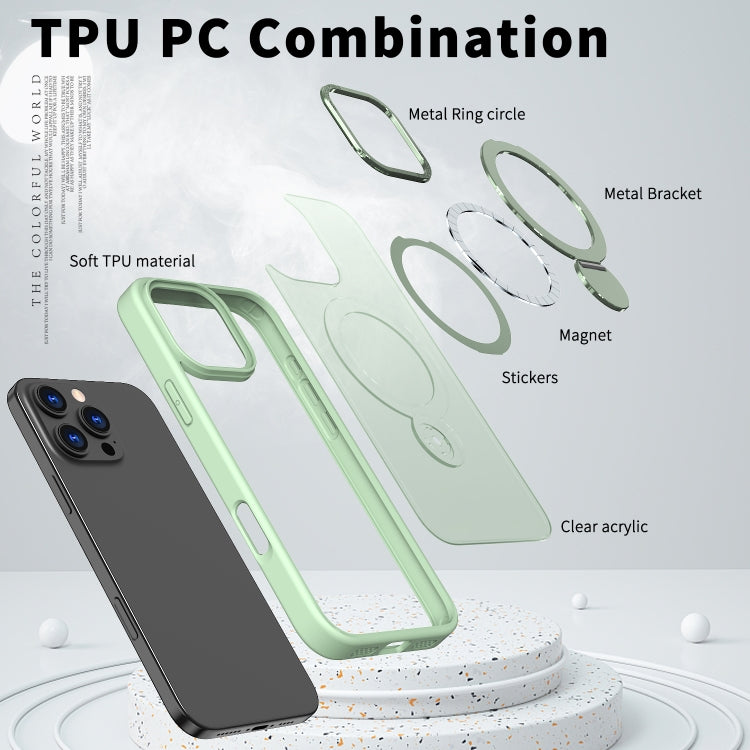 For iPhone 12 Wing Series Gen2 MagSafe Metal Ring Holder Phone Case(Avocado Green) - iPhone 12 / 12 Pro Cases by buy2fix | Online Shopping UK | buy2fix