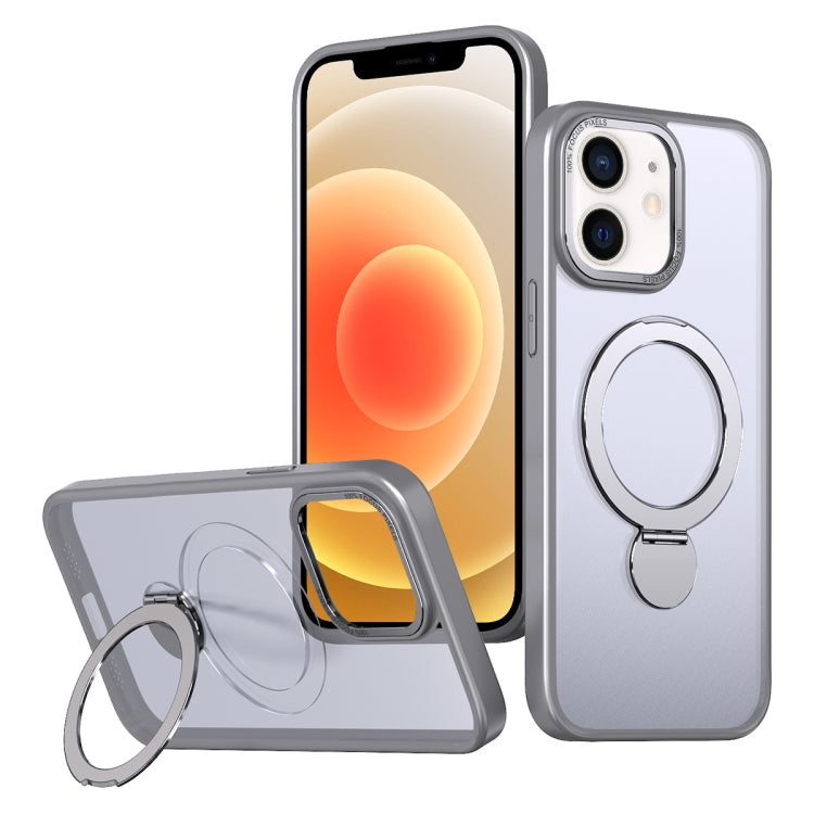 For iPhone 12 Wing Series Gen2 MagSafe Metal Ring Holder Phone Case(Titanium Gray) - iPhone 12 / 12 Pro Cases by buy2fix | Online Shopping UK | buy2fix