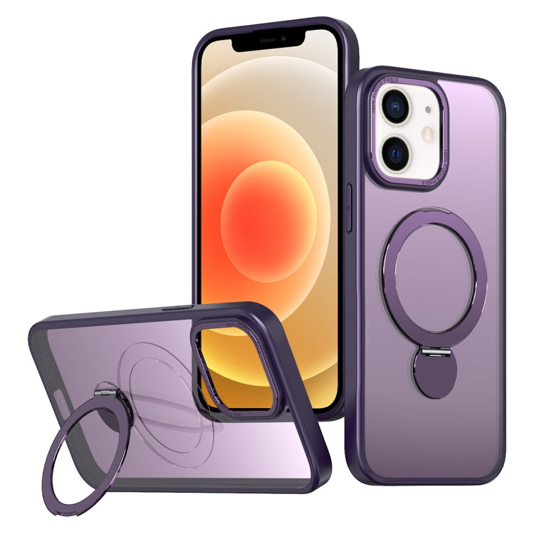 For iPhone 12 Wing Series Gen2 MagSafe Metal Ring Holder Phone Case(Dark Purple) - iPhone 12 / 12 Pro Cases by buy2fix | Online Shopping UK | buy2fix
