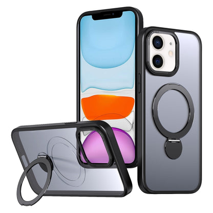 For iPhone 11 Wing Series Gen2 MagSafe Metal Ring Holder Phone Case(Black) - iPhone 11 Cases by buy2fix | Online Shopping UK | buy2fix