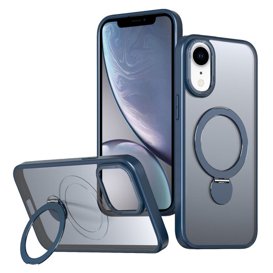 For iPhone XR Wing Series Gen2 MagSafe Metal Ring Holder Phone Case(Blue) - More iPhone Cases by buy2fix | Online Shopping UK | buy2fix