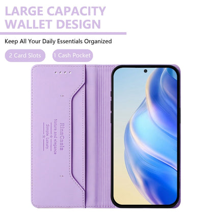 For OnePlus 11 RC01 Dual-Folded Magnetic Suction RFID Leather Phone Case(Light Purple) - OnePlus Cases by buy2fix | Online Shopping UK | buy2fix