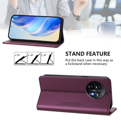 For OnePlus 11 RC01 Dual-Folded Magnetic Suction RFID Leather Phone Case(Violet) - OnePlus Cases by buy2fix | Online Shopping UK | buy2fix