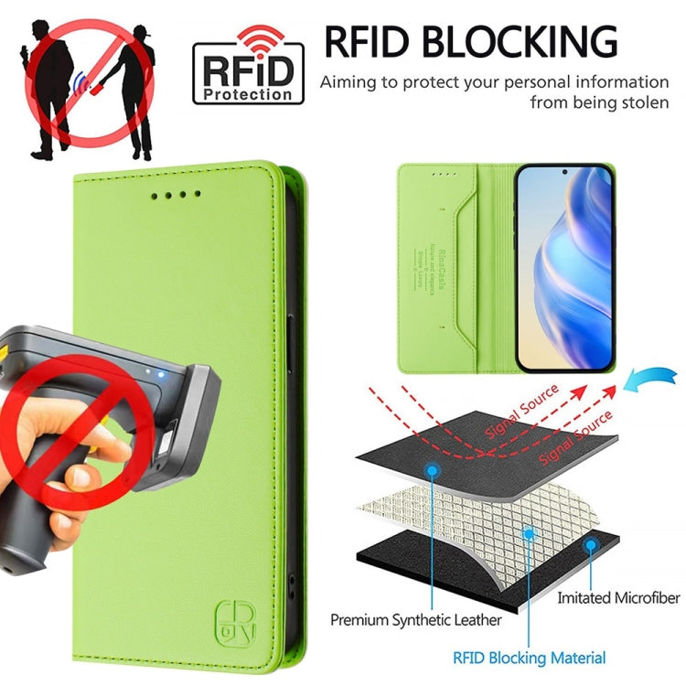 For OnePlus 12 Global RC01 Dual-Folded Magnetic Suction RFID Leather Phone Case(Grass Green) - OnePlus Cases by buy2fix | Online Shopping UK | buy2fix