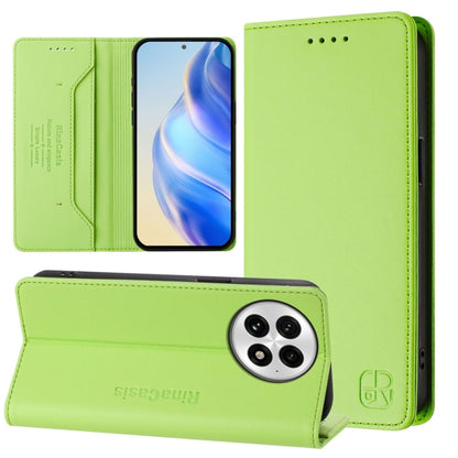 For OnePlus 13 RC01 Dual-Folded Magnetic Suction RFID Leather Phone Case(Grass Green) by buy2fix