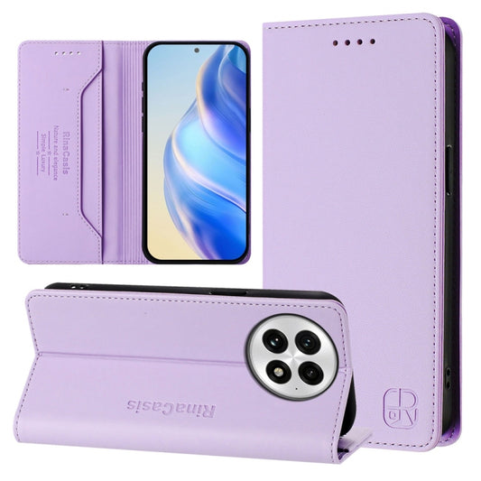 For OnePlus 13 RC01 Dual-Folded Magnetic Suction RFID Leather Phone Case(Light Purple) by buy2fix
