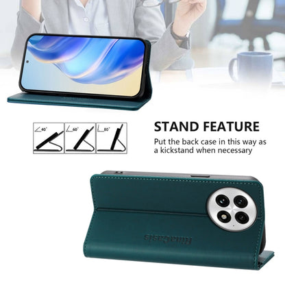 For OnePlus 13 RC01 Dual-Folded Magnetic Suction RFID Leather Phone Case(Dark Green) by buy2fix