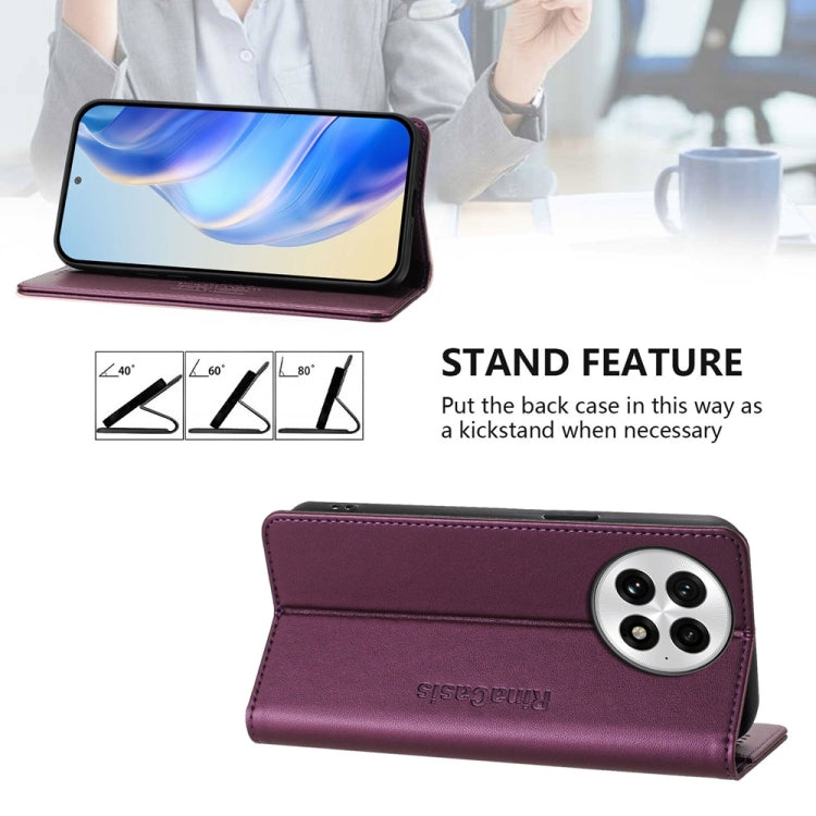 For OnePlus 13 RC01 Dual-Folded Magnetic Suction RFID Leather Phone Case(Violet) by buy2fix