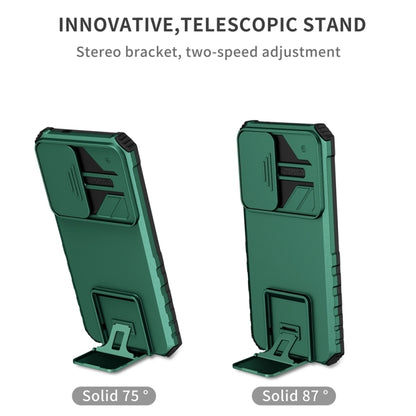 For Samsung Galaxy S25 5G Stereoscopic Holder Sliding Camshield Phone Case(Green) by buy2fix