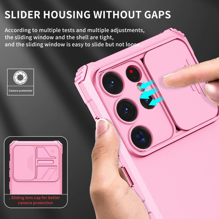 For Samsung Galaxy S25 Ultra 5G Stereoscopic Holder Sliding Camshield Phone Case(Pink) - Galaxy S25 Ultra 5G Cases by buy2fix | Online Shopping UK | buy2fix